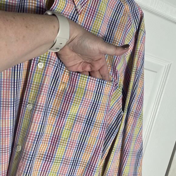 Brooks Brothers Dress Shirt Men Medium Multicolor Tattersall Button Down US Made - Picture 2 of 13